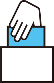 投票用紙を投票箱に入れているイメージ画像