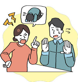 過剰な謝罪や対応を求めるカスタマーハラスメントのイラスト